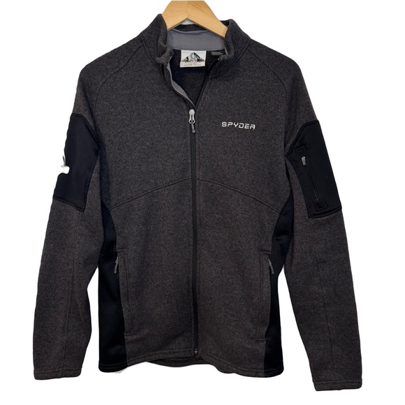 Spyder Sweater Jacket Full Zip Gray Black Medium - Picture 1 of 9